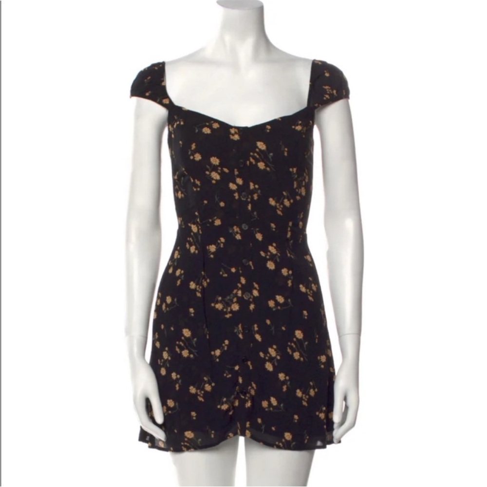 Reformation Black Floral Mini Dress